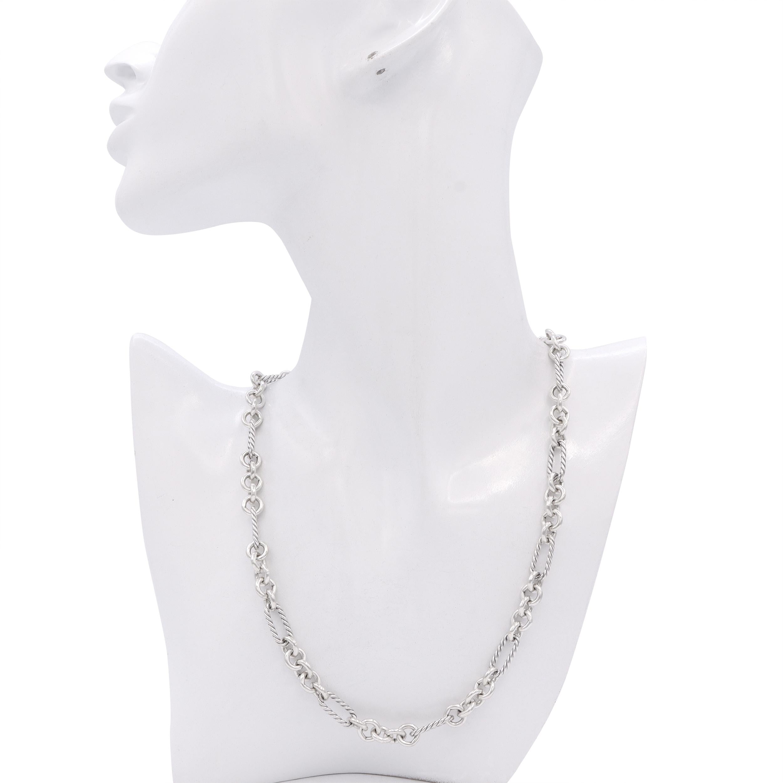 David Yurman Figaro Chain Sterling Silver & 18k Yellow Gold Necklace