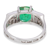 Antique Art Deco Platinum Emerald and Old European Cut Diamond Ring