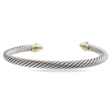 David Yurman Sterling Silver & 14K Yellow Gold Cable Classic Cuff Bracelet