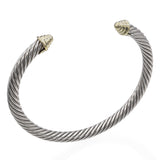 David Yurman Sterling Silver & 14K Yellow Gold Cable Classic Cuff Bracelet