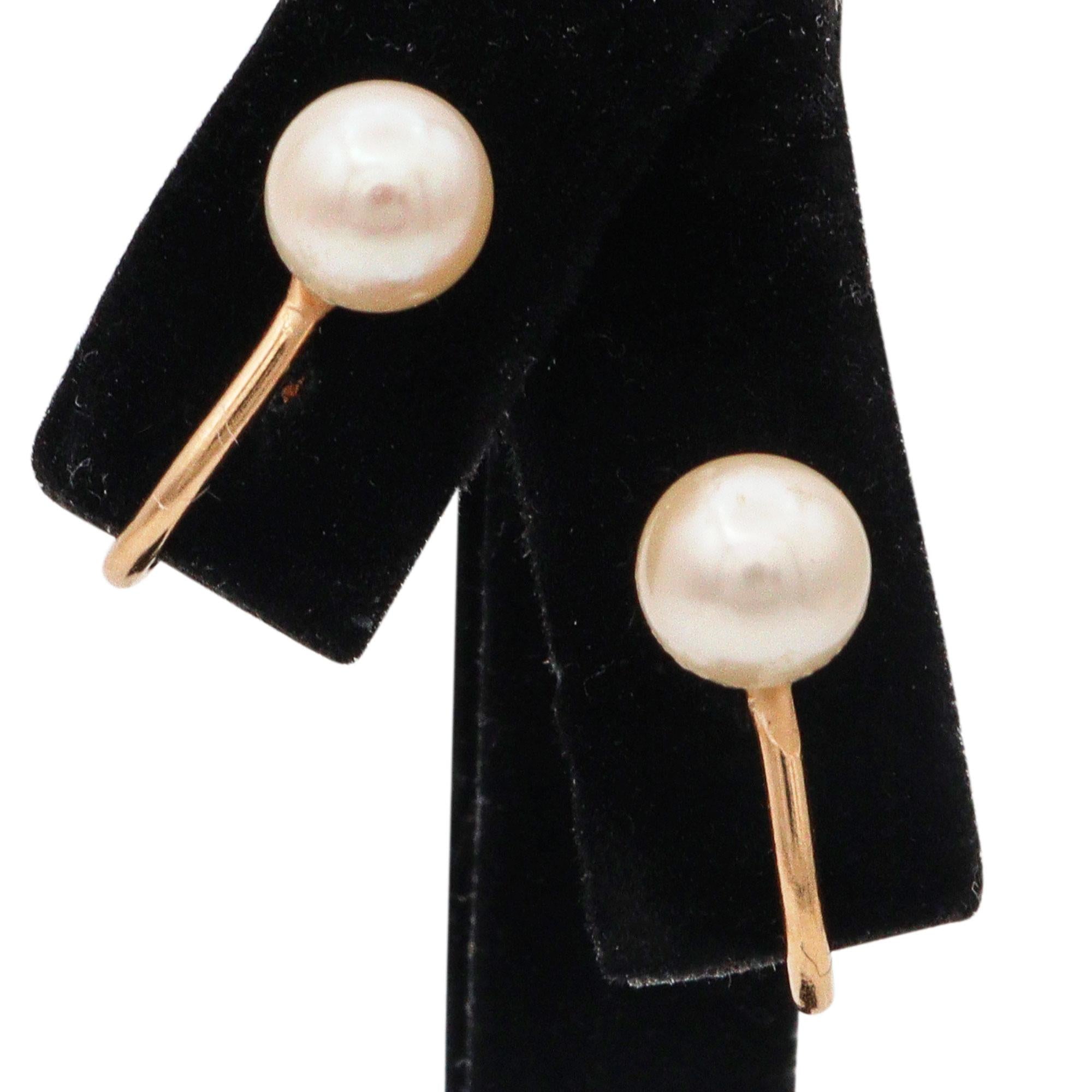 Vintage 14k Yellow Gold Pearl Clip On Earrings