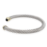 David Yurman Sterling Silver 14K Gold Black Onyx Cable Classic Cuff Bracelet