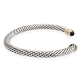 David Yurman Sterling Silver 14K Gold Black Onyx Cable Classic Cuff Bracelet
