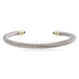 David Yurman Sterling Silver 14K Gold Black Onyx Cable Classic Cuff Bracelet