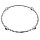 David Yurman Sterling Silver Blue Topaz Cable Bangle Bracelet