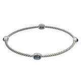 David Yurman Sterling Silver Blue Topaz Cable Bangle Bracelet