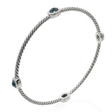 David Yurman Sterling Silver Blue Topaz Cable Bangle Bracelet