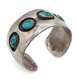 Navajo Sterling Silver Four-Turquoise Cuff Bracelet