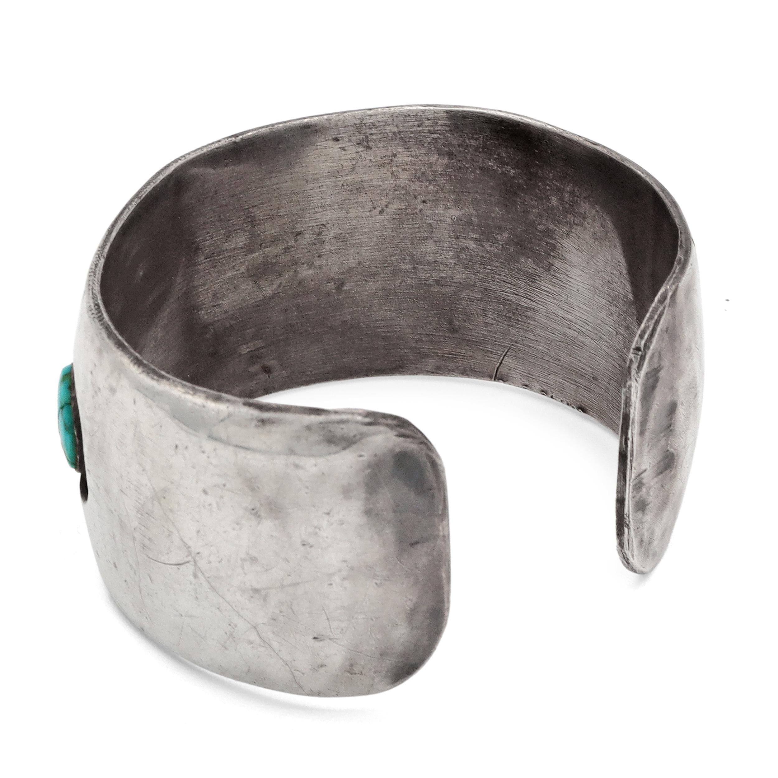 Navajo Sterling Silver Four-Turquoise Cuff Bracelet