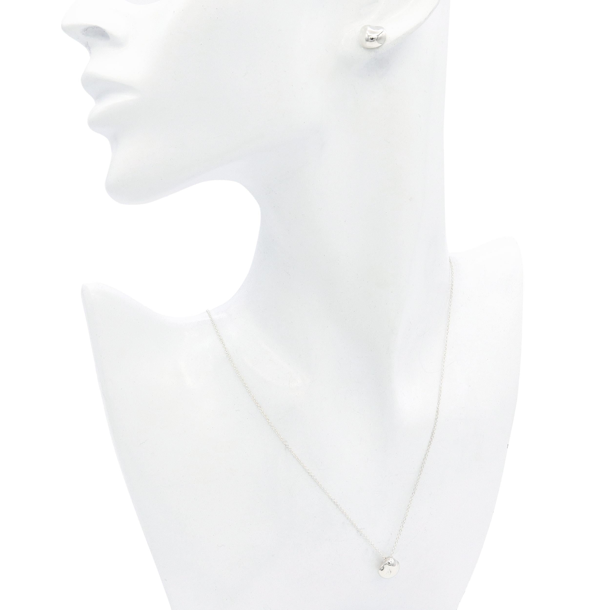 Tiffany & Co. Elsa Peretti Nugget Bean Sterling Silver Necklace & Earring Set