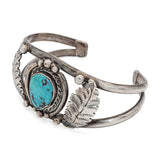 Navajo Sterling Silver Turquoise Leaf Cuff Bracelet