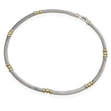 David Yurman Sterling Silver & 14K Yellow Gold Cable Collar Necklace