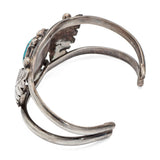 Navajo Sterling Silver Turquoise Leaf Cuff Bracelet