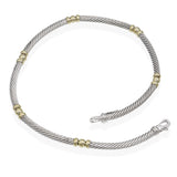David Yurman Sterling Silver & 14K Yellow Gold Cable Collar Necklace