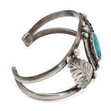 Navajo Sterling Silver Turquoise Leaf Cuff Bracelet