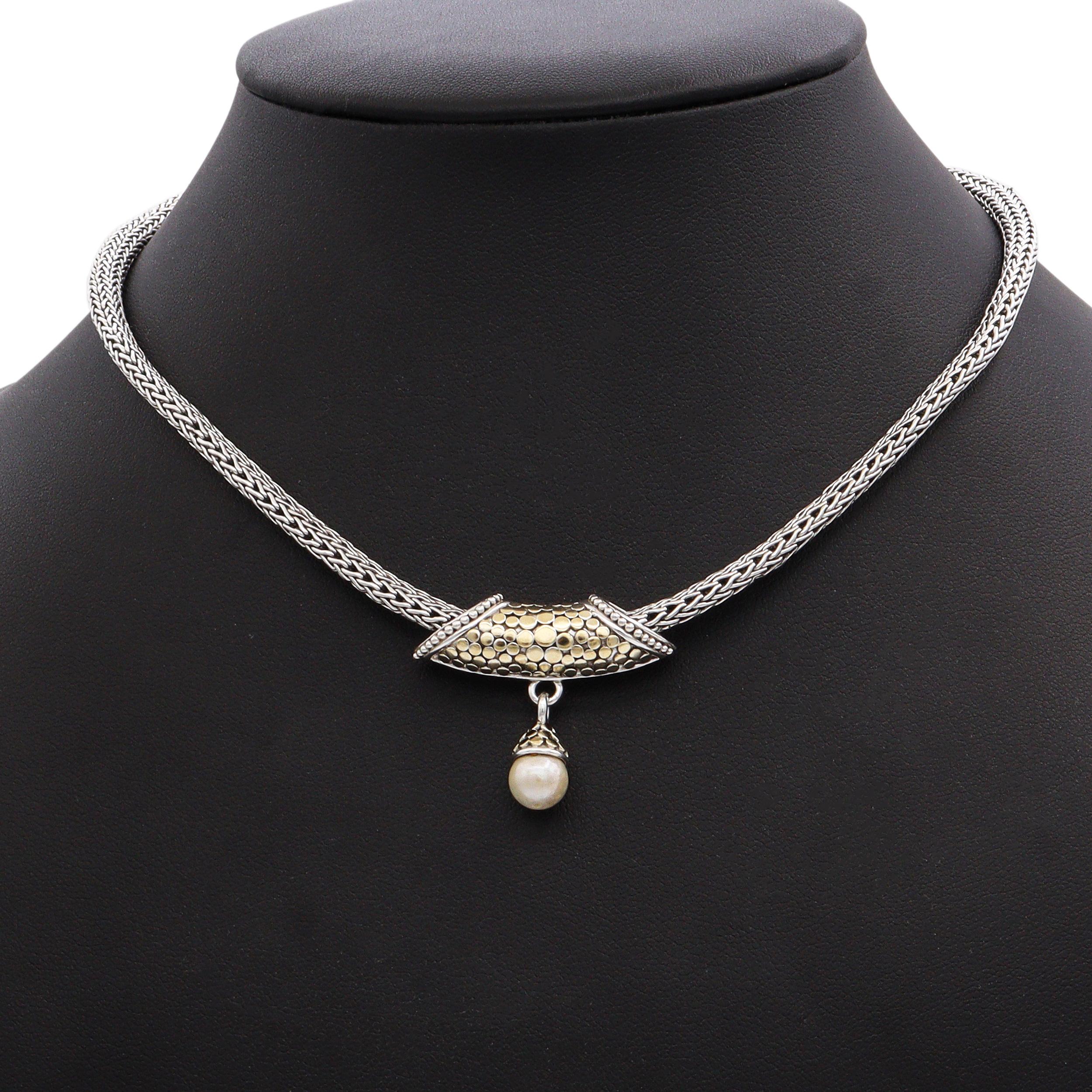 John Hardy Sterling Silver & 18K Yellow Gold Dot Pearl Pendant Necklace