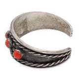 Vintage Navajo Sterling Silver Coral Five-Stone Cuff Bracelet