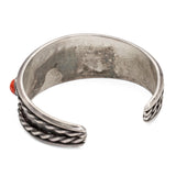 Vintage Navajo Sterling Silver Coral Five-Stone Cuff Bracelet