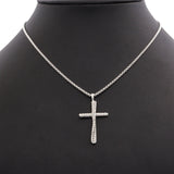 David Yurman Sterling Silver Diamond Cross Pendant Necklace