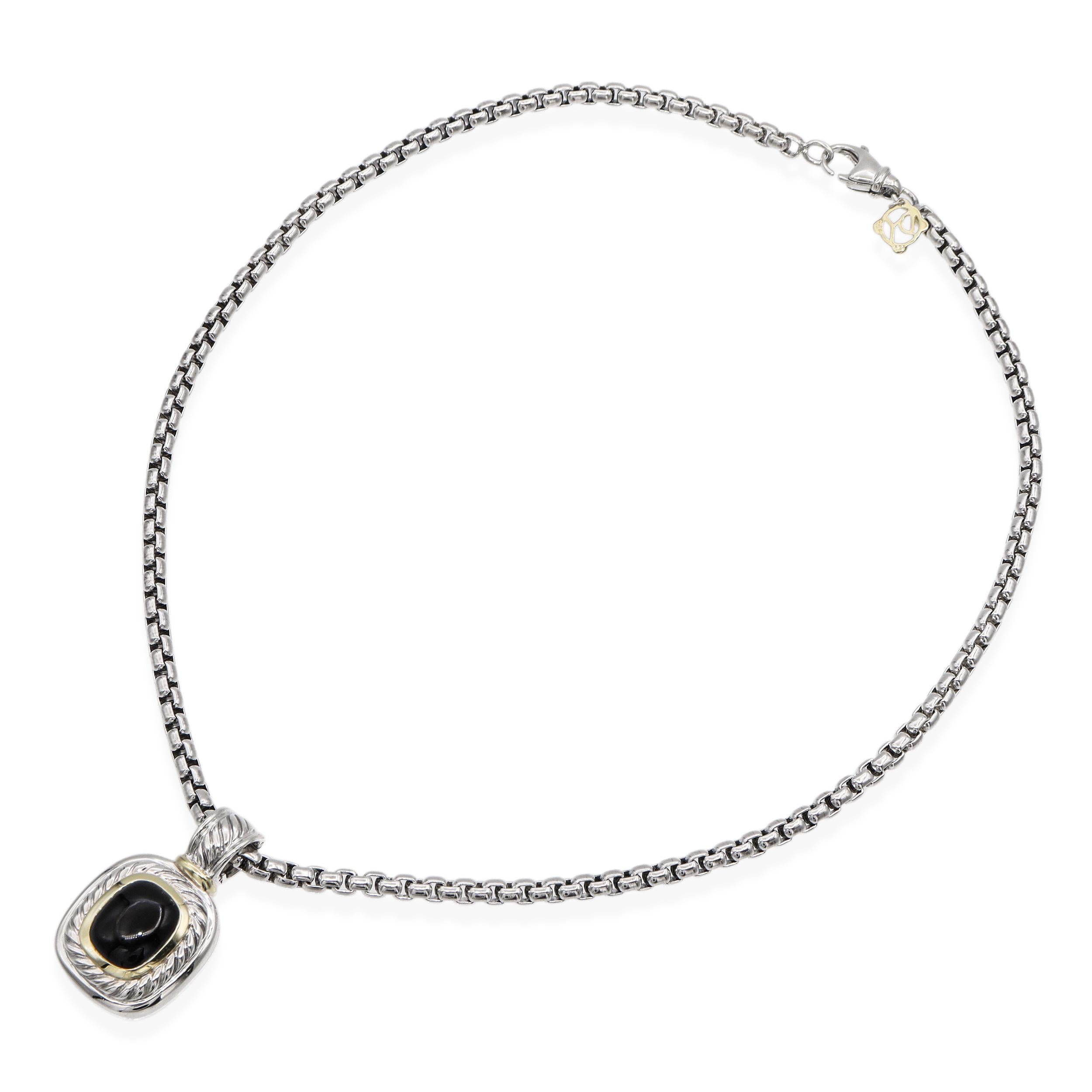 David Yurman Sterling Silver 14K Gold Black Onyx Albion Pendant Necklace