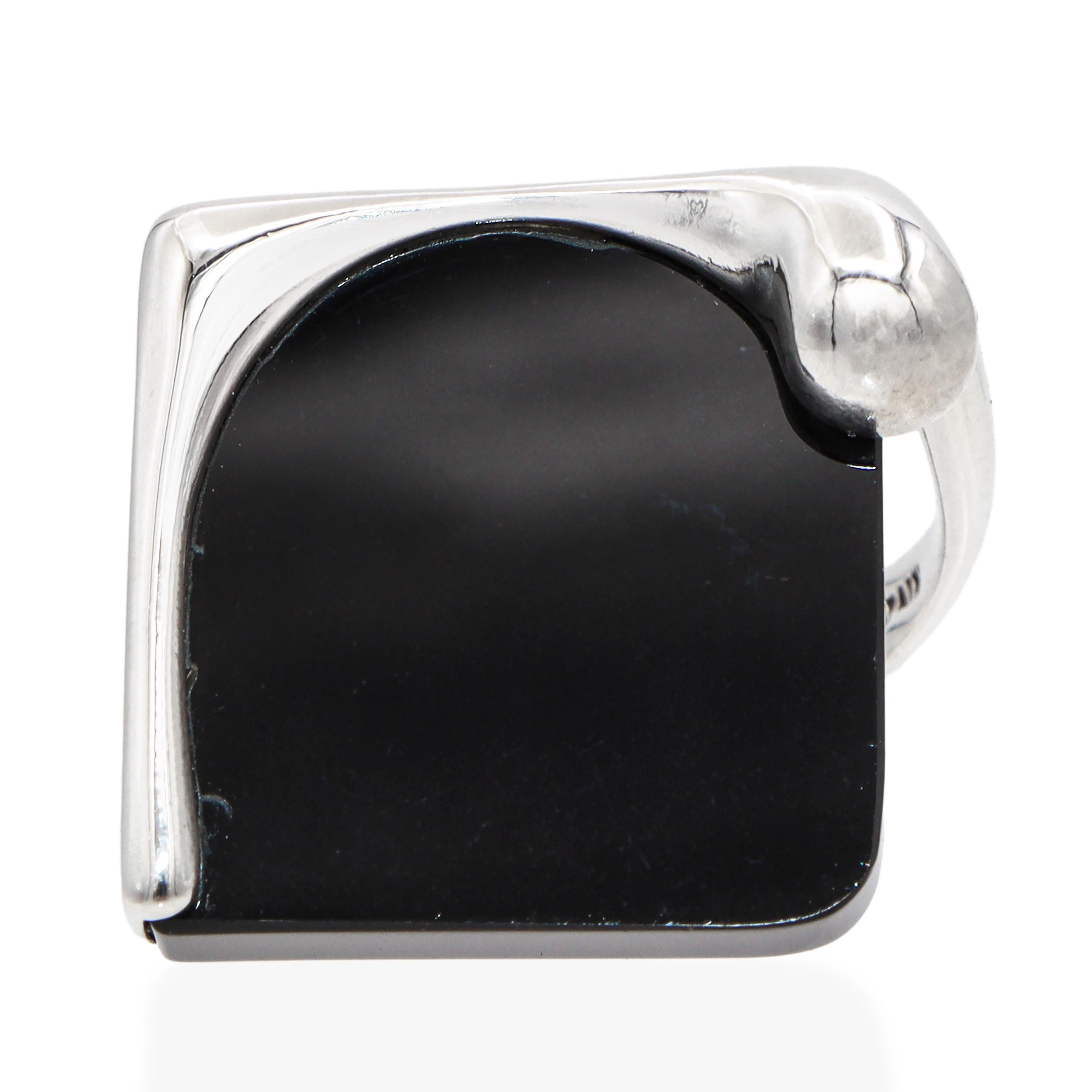 Tiffany & Co. Elsa Peretti Sterling Silver Black Onyx Splash Ring