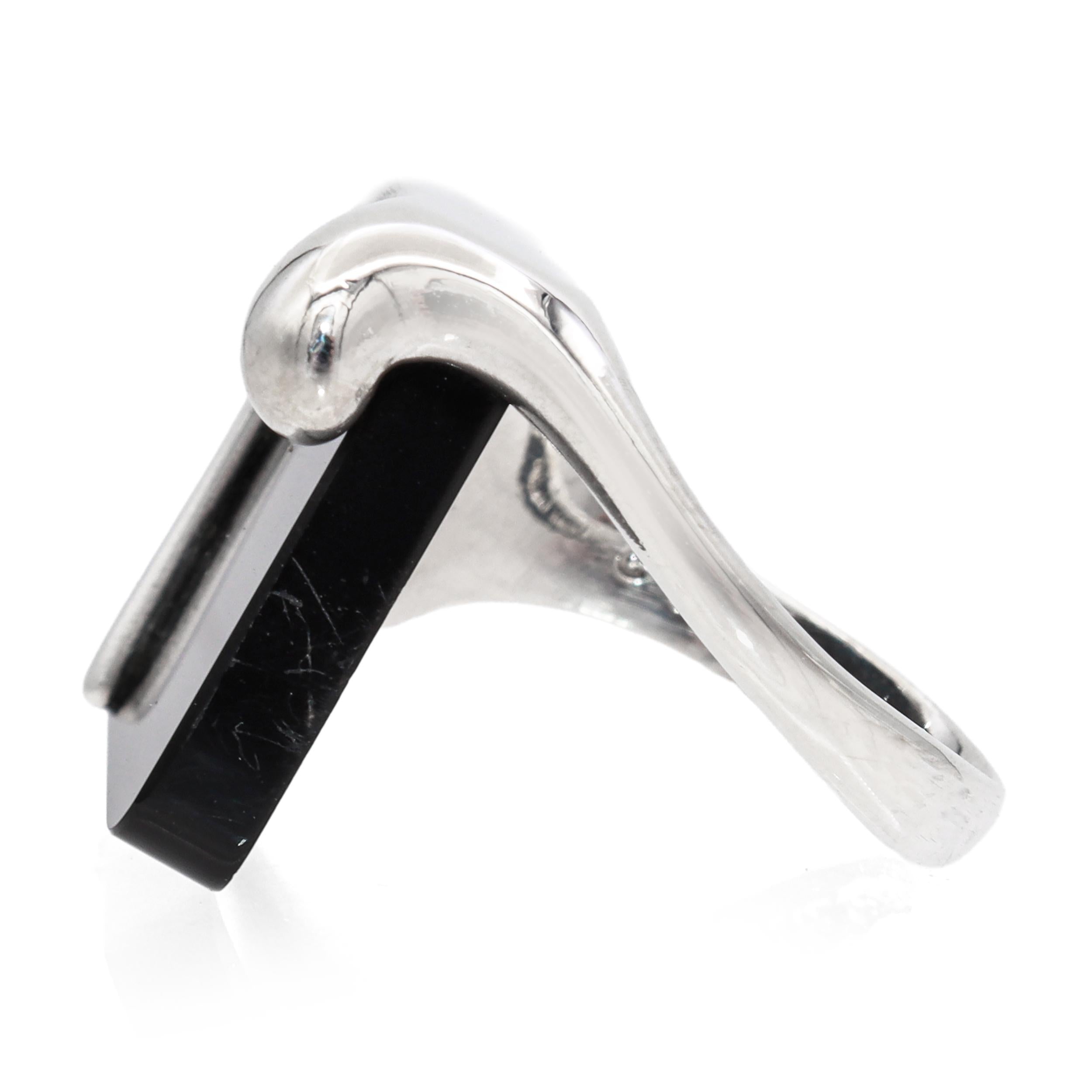 Tiffany & Co. Elsa Peretti Sterling Silver Black Onyx Splash Ring