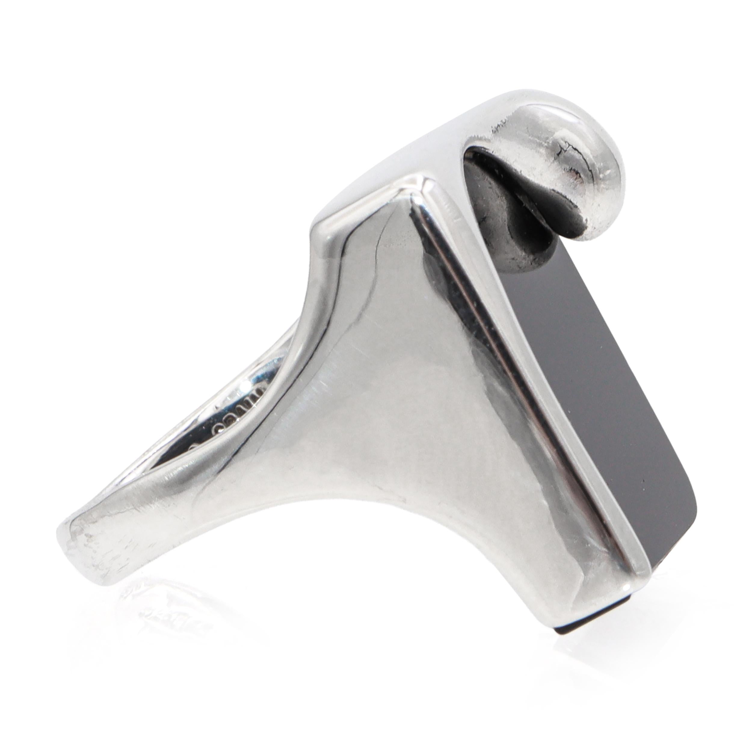 Tiffany & Co. Elsa Peretti Sterling Silver Black Onyx Splash Ring