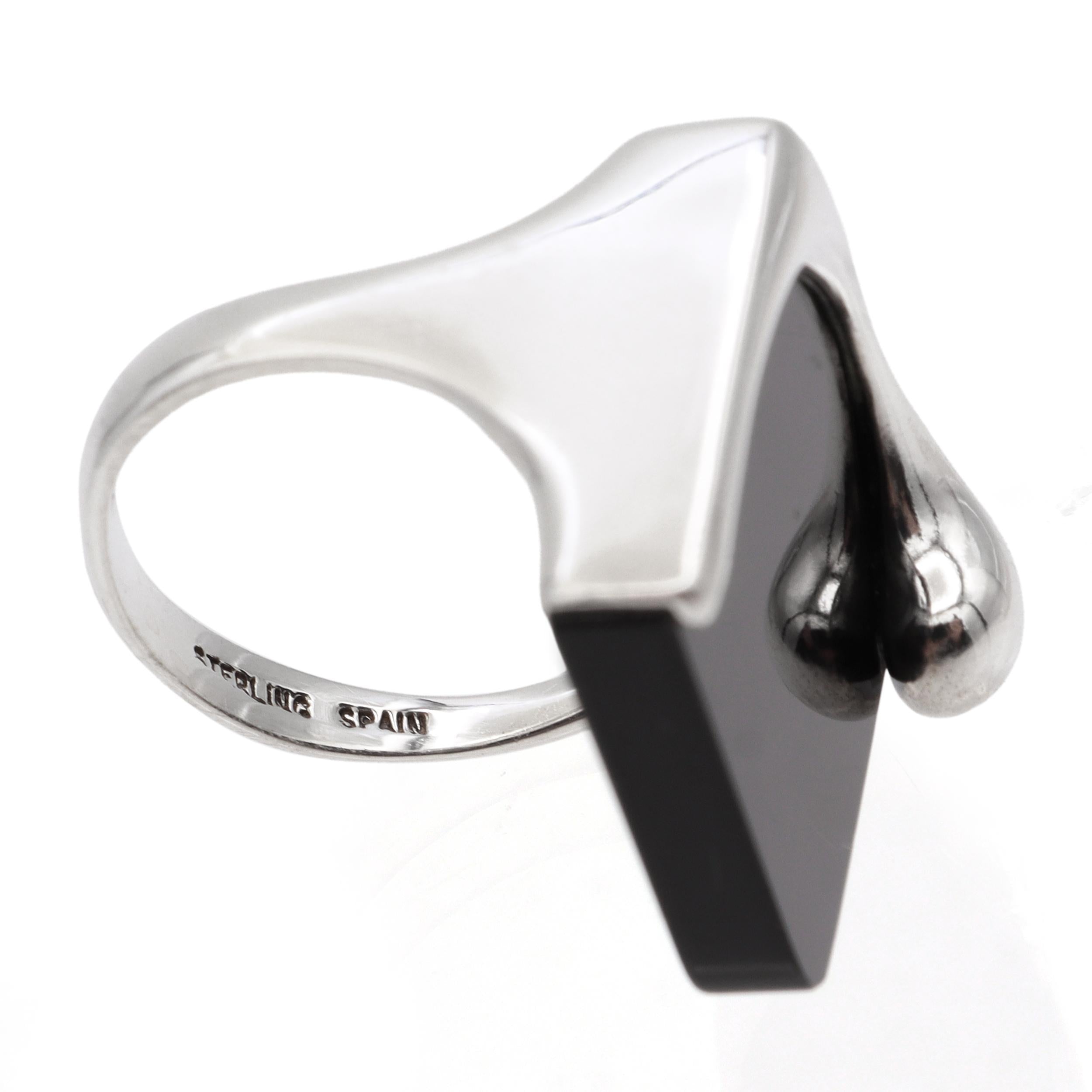 Tiffany & Co. Elsa Peretti Sterling Silver Black Onyx Splash Ring