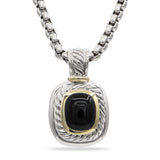 David Yurman Sterling Silver 14K Gold Black Onyx Albion Pendant Necklace
