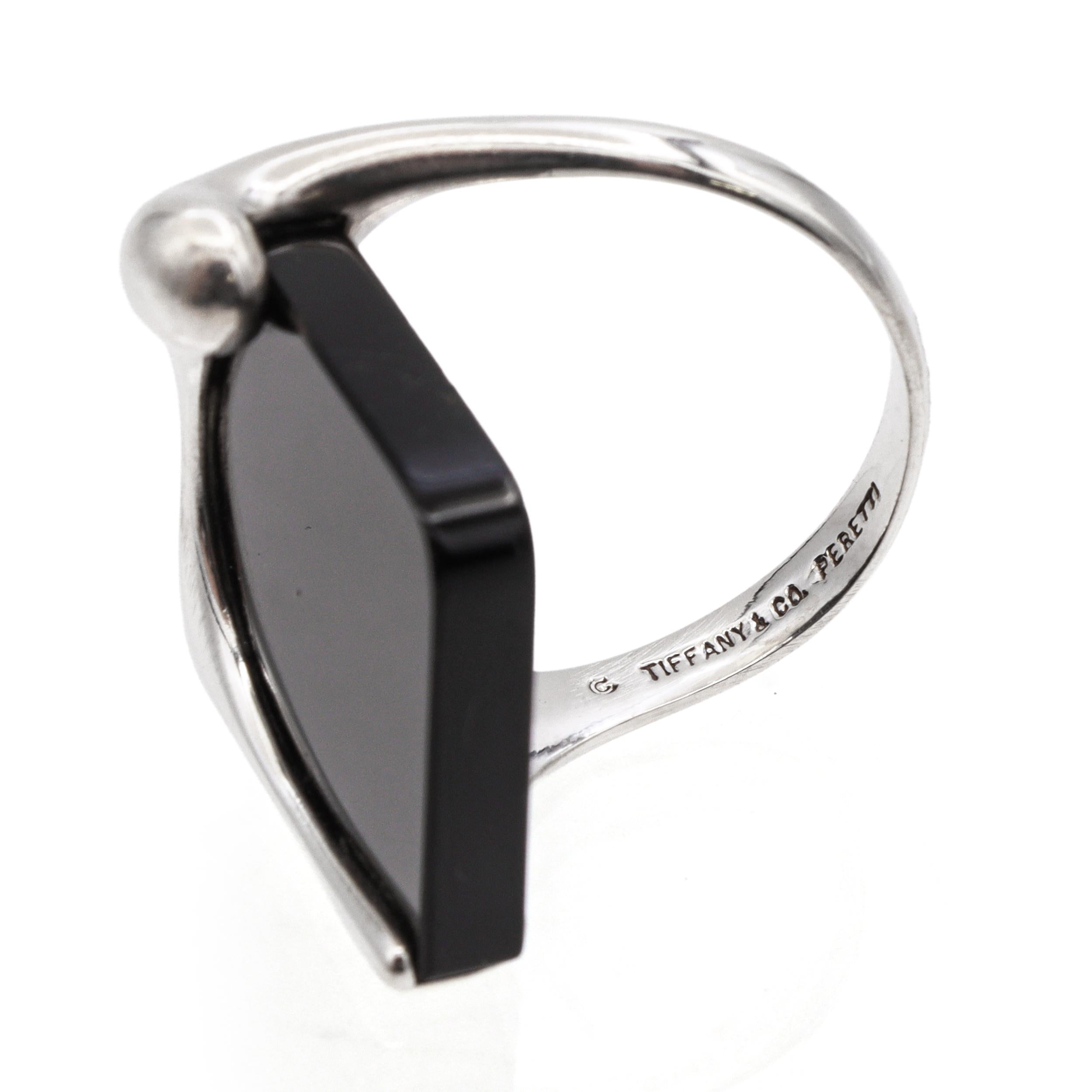 Tiffany & Co. Elsa Peretti Sterling Silver Black Onyx Splash Ring