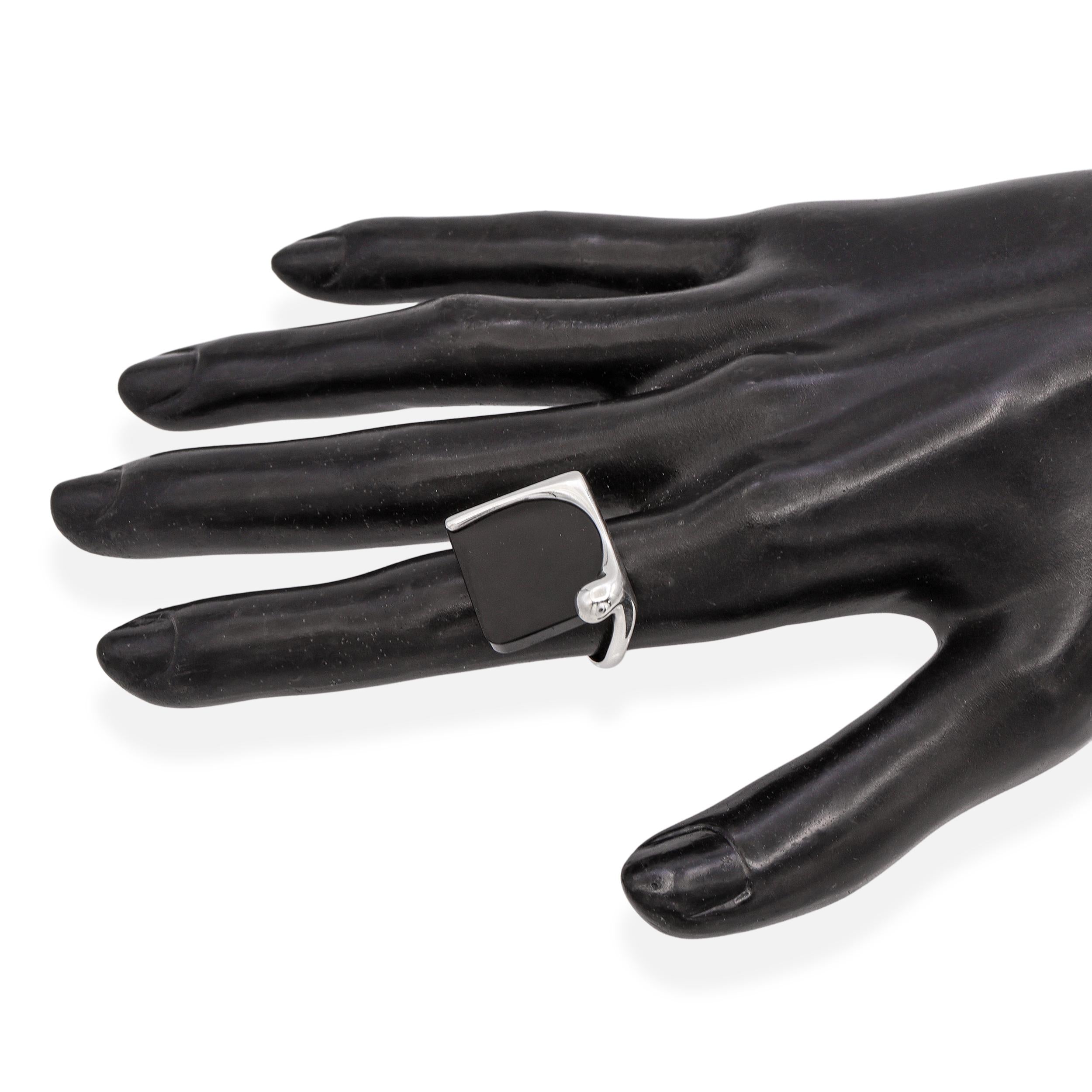 Tiffany & Co. Elsa Peretti Sterling Silver Black Onyx Splash Ring