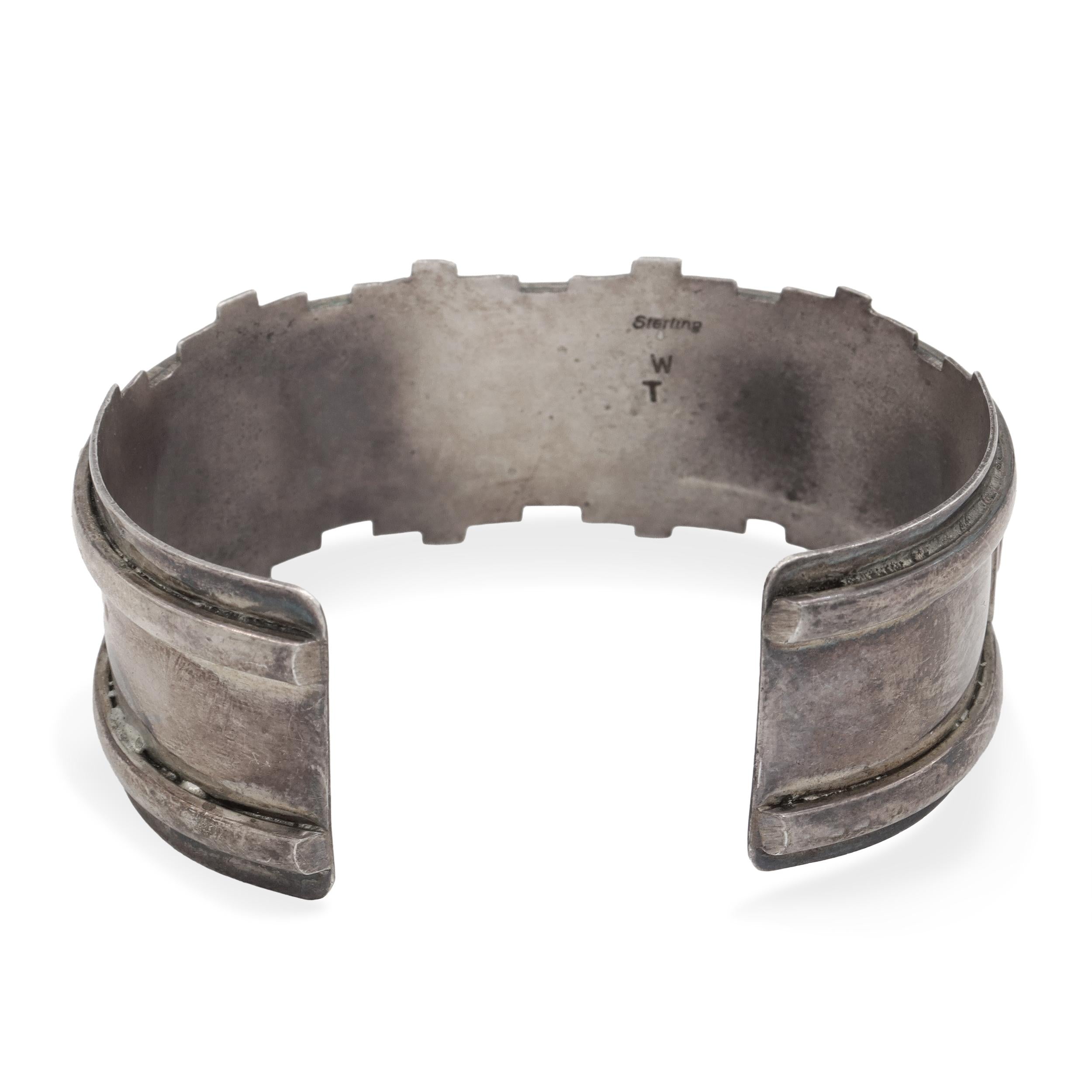 Vintage W T Sterling Silver Spiny Oyster Shell Cuff Bracelet