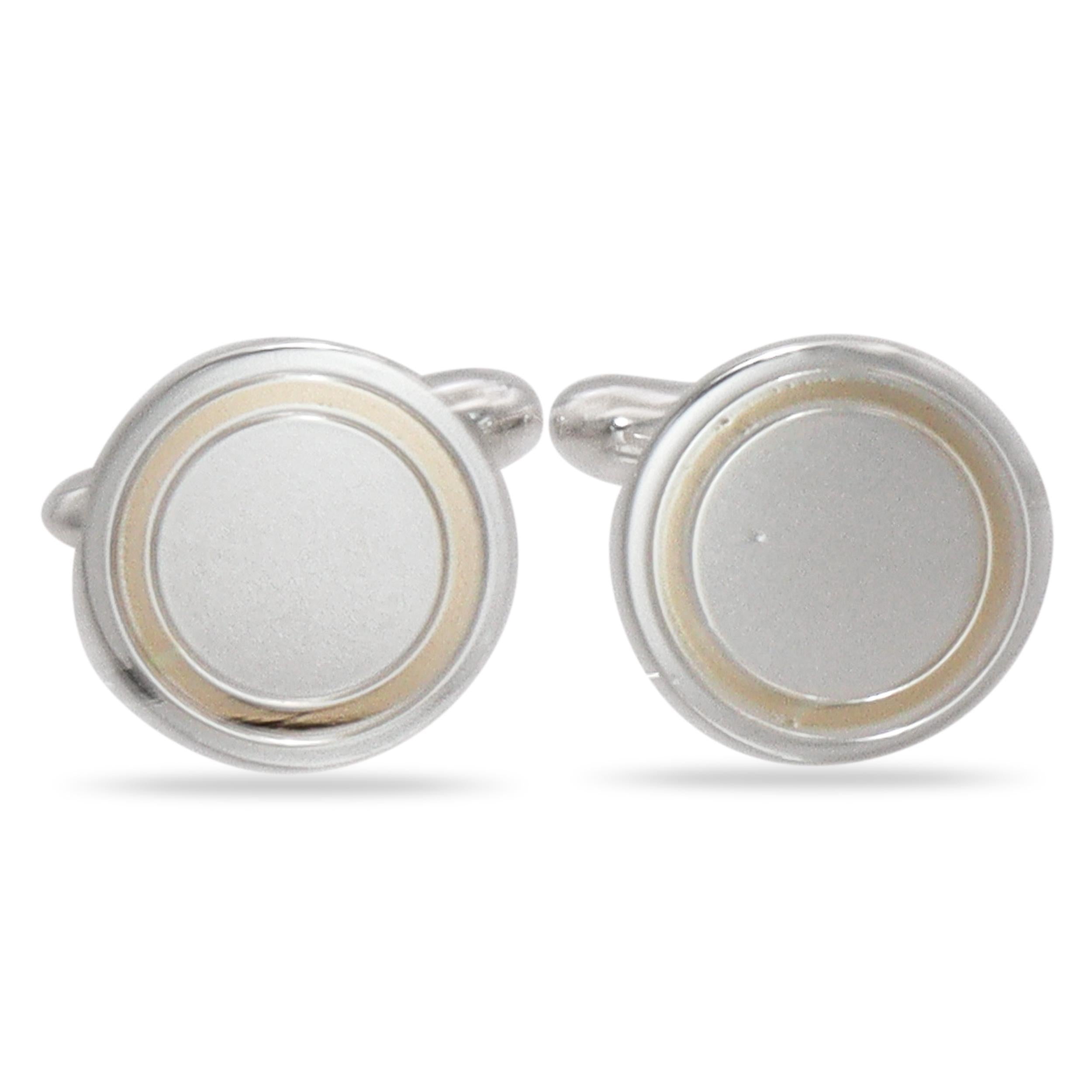 Tiffany & Co. 14K Yellow Gold Sterling Silver Round Cufflinks