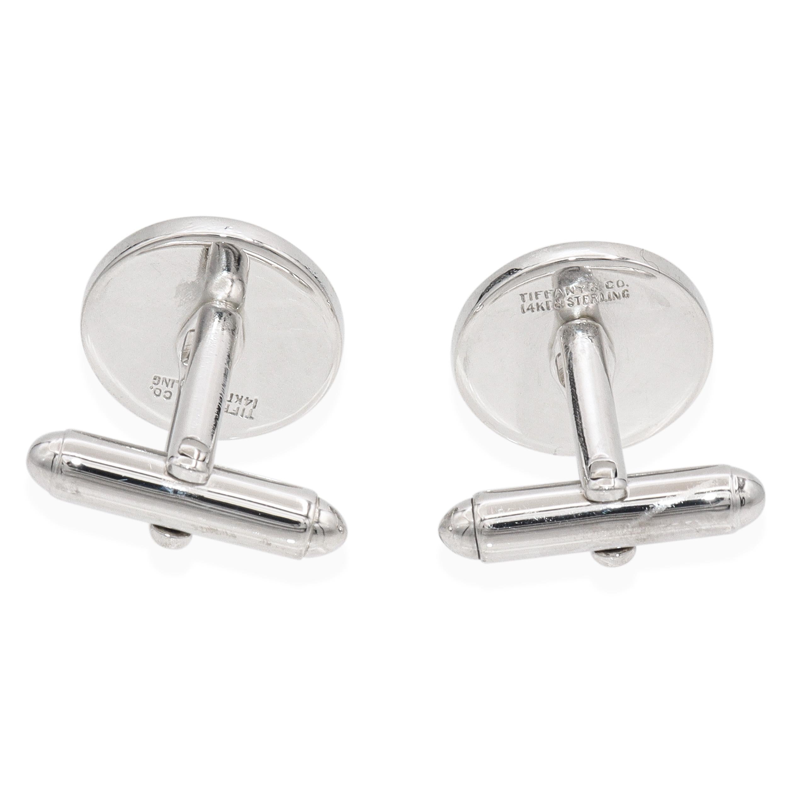 Tiffany & Co. 14K Yellow Gold Sterling Silver Round Cufflinks