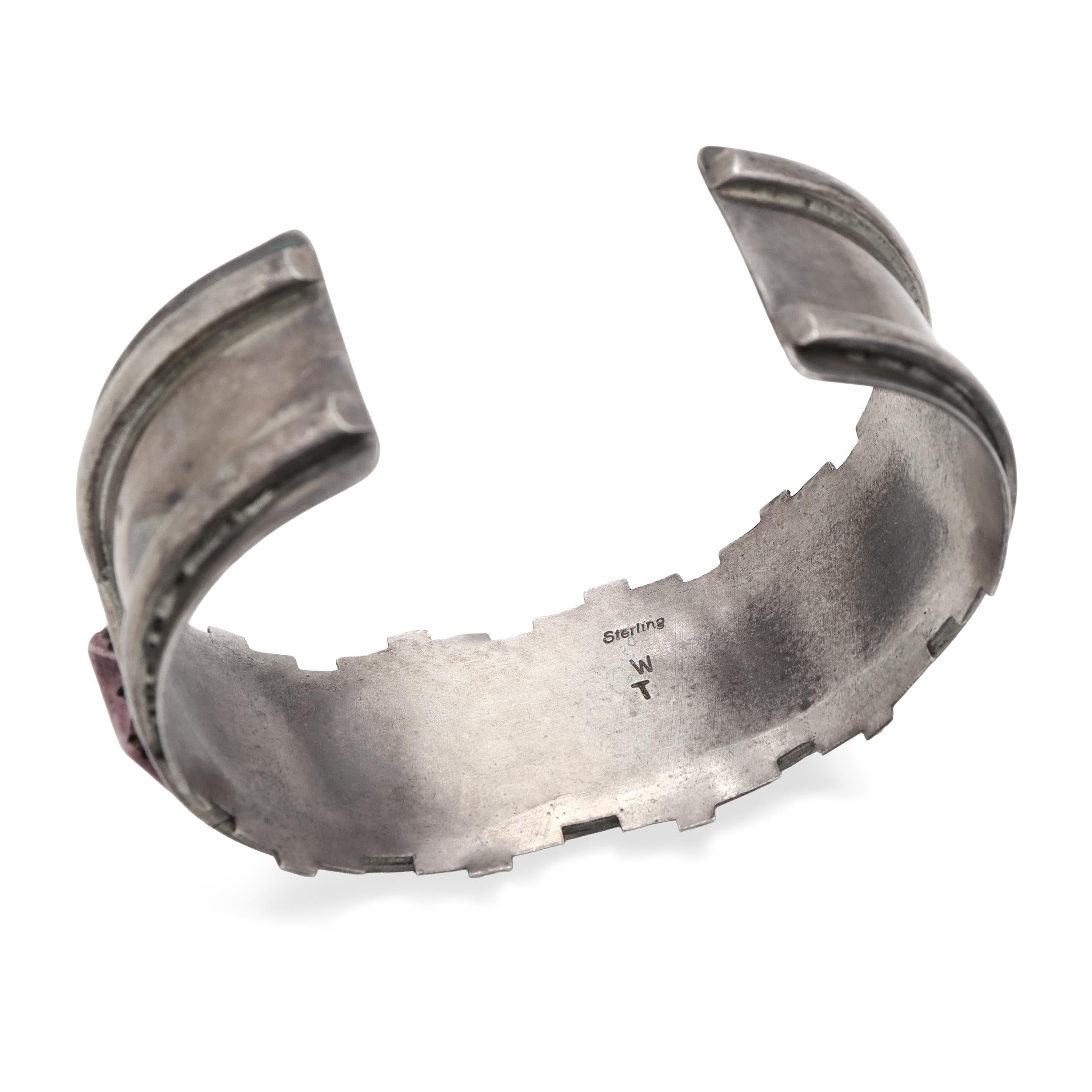Vintage W T Sterling Silver Spiny Oyster Shell Cuff Bracelet