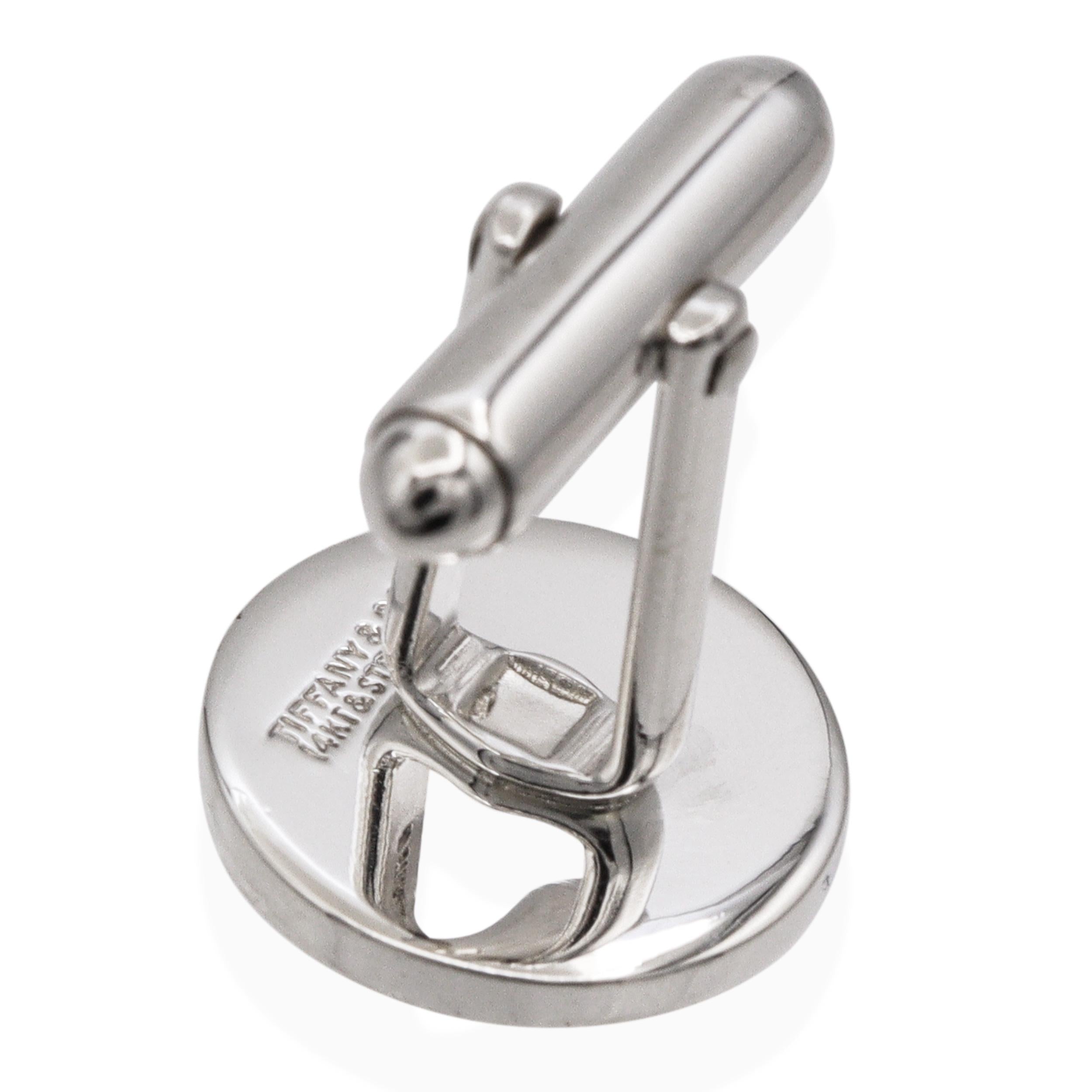 Tiffany & Co. 14K Yellow Gold Sterling Silver Round Cufflinks