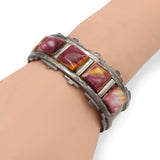 Vintage W T Sterling Silver Spiny Oyster Shell Cuff Bracelet