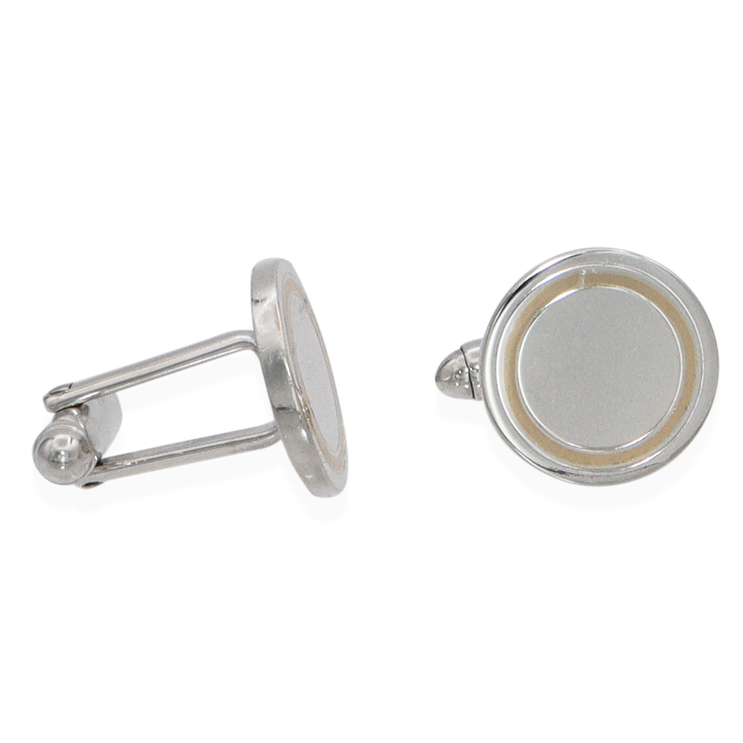 Tiffany & Co. 14K Yellow Gold Sterling Silver Round Cufflinks