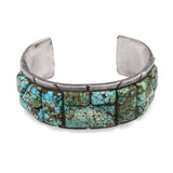 Vintage Navajo S M Sterling Silver Cobblestone Turquoise Cuff Bracelet