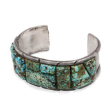 Vintage Navajo S M Sterling Silver Cobblestone Turquoise Cuff Bracelet