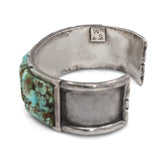 Vintage Navajo S M Sterling Silver Cobblestone Turquoise Cuff Bracelet