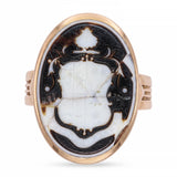 Antique 10k Rose Gold Sardonyx Intaglio Mulholland Coat of Arms Ring