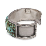 Vintage Navajo S M Sterling Silver Cobblestone Turquoise Cuff Bracelet