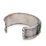 Vintage Navajo S M Sterling Silver Cobblestone Turquoise Cuff Bracelet