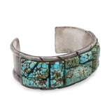 Vintage Navajo S M Sterling Silver Cobblestone Turquoise Cuff Bracelet