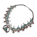 Vintage Navajo Peyote Bird Sterling Silver Squash Blossom Necklace