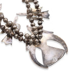 Vintage Navajo Peyote Bird Sterling Silver Squash Blossom Necklace
