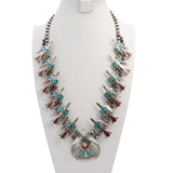 Vintage Navajo Peyote Bird Sterling Silver Squash Blossom Necklace