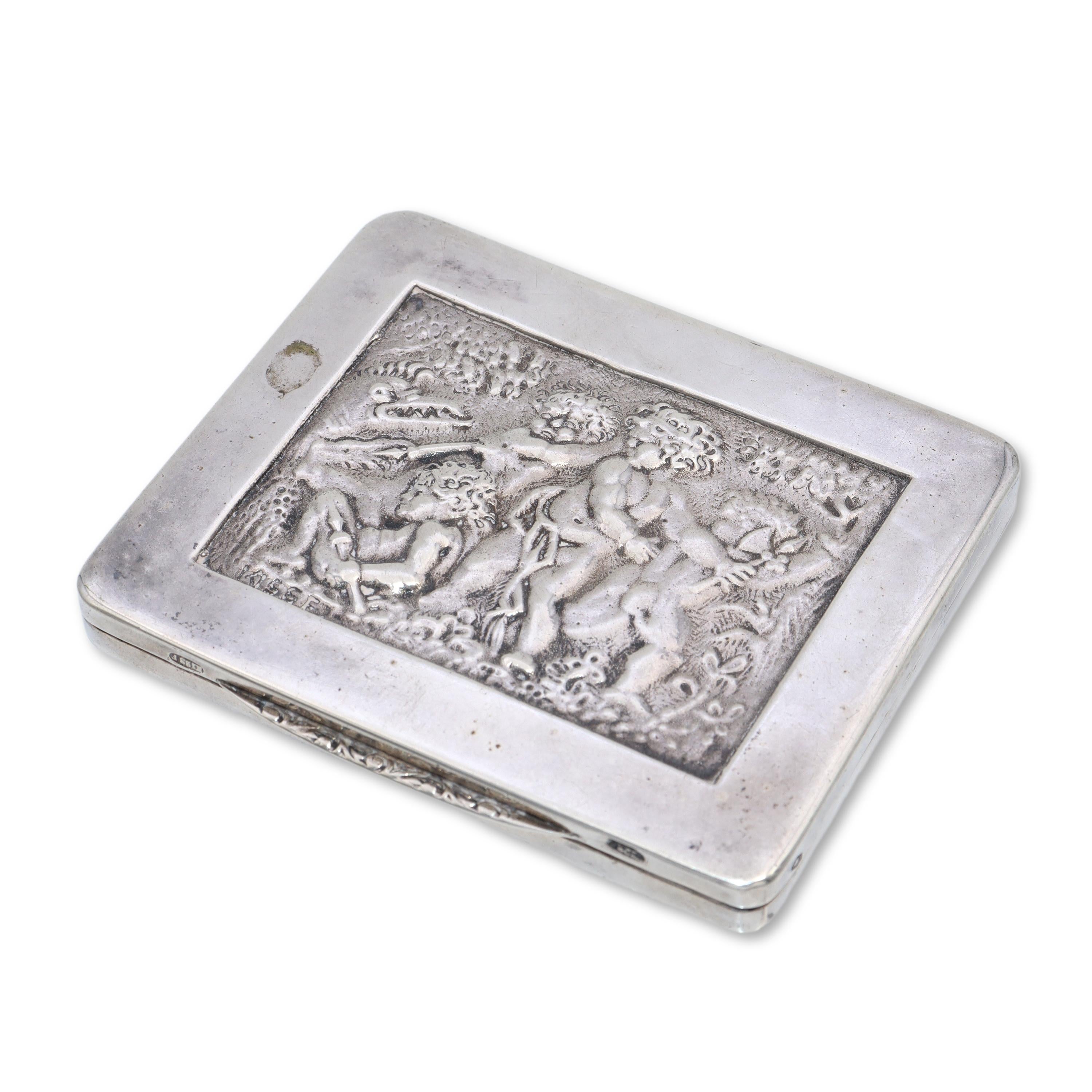 Antique Silver Putti & Dragon Relief Cigarette Case
