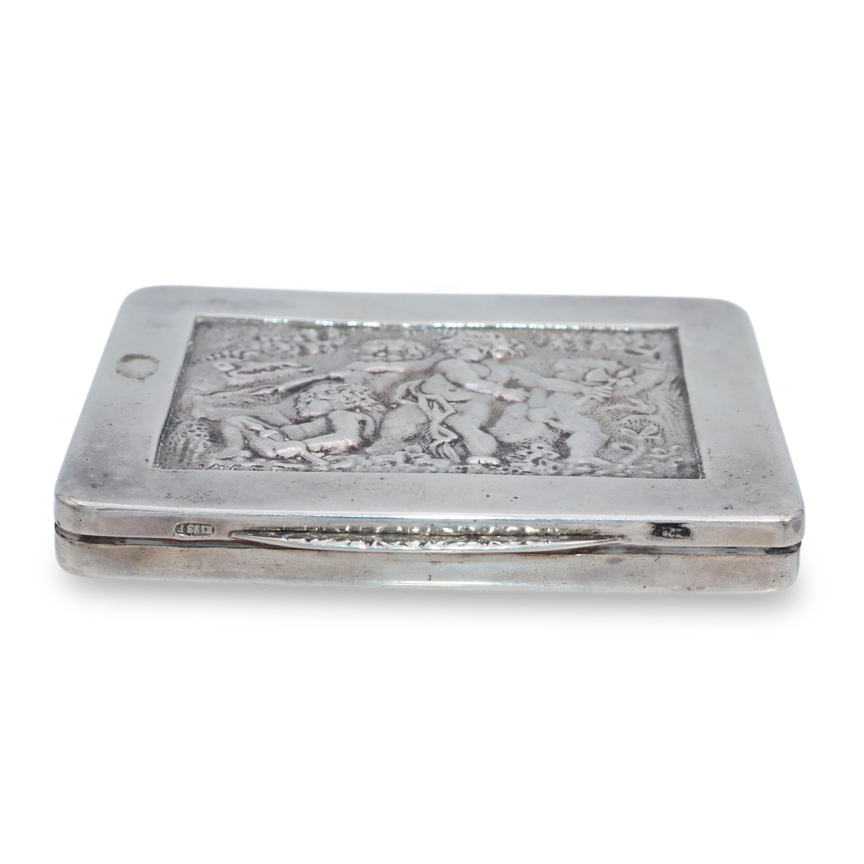Antique Silver Putti & Dragon Relief Cigarette Case